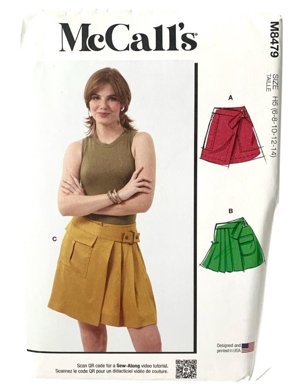 McCall's M8479 Pattern Misses' Wrap Skirt Uncut Size 6 8 10 12 14